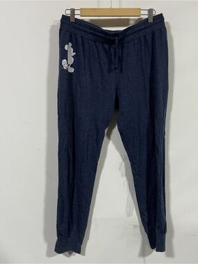 Disney Navy Blue Jogger Track Pants with Silver Mickey Accent